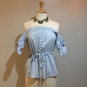 Cotton Off the Shoulder ruffled blouse